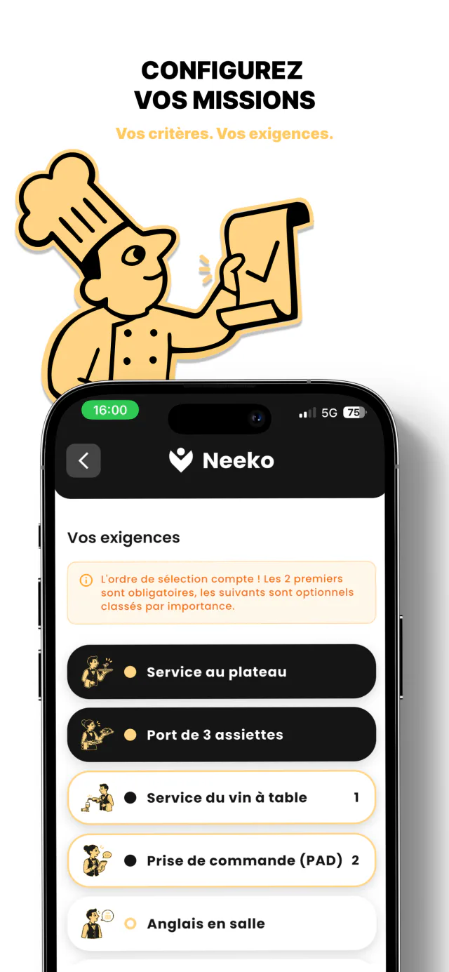 Configurez vos missions